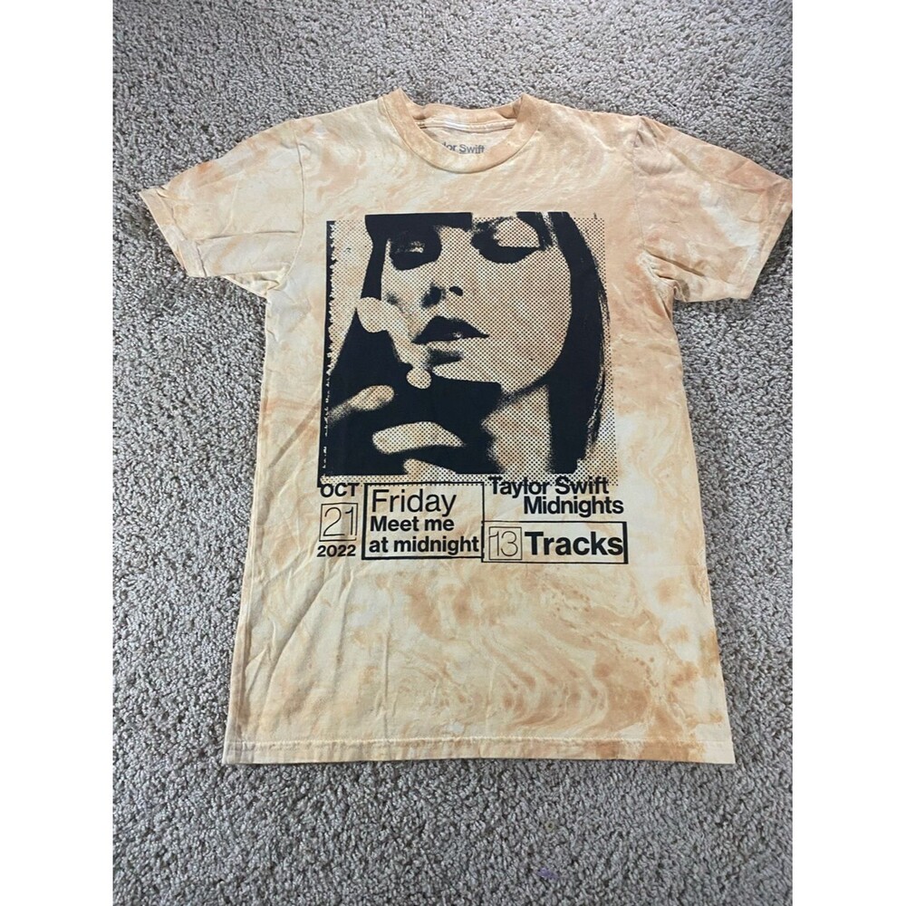 Taylor Swift Midnights Small Limited Cream Tie-Dye Short Sleeve Graphic Tee